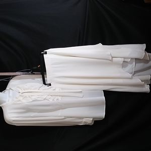 Catherines Women's 1X Ivory Hi-Low Layered Skirt & Ruffled Top (2piece set)